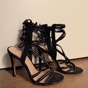 Aldo Elegant Black Strappy Heels with Studded Detail